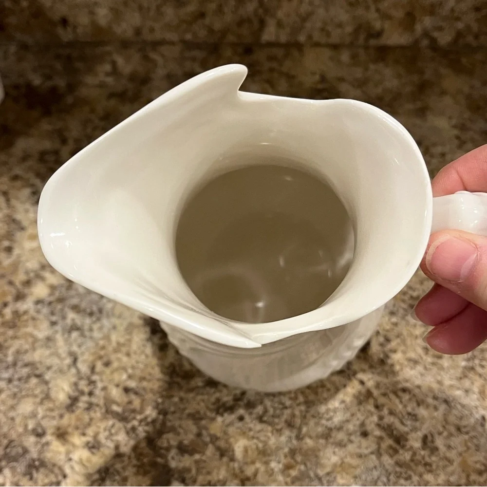 Vintage I. Godinger & Co. Embossed Ivory Porcelain Pitcher